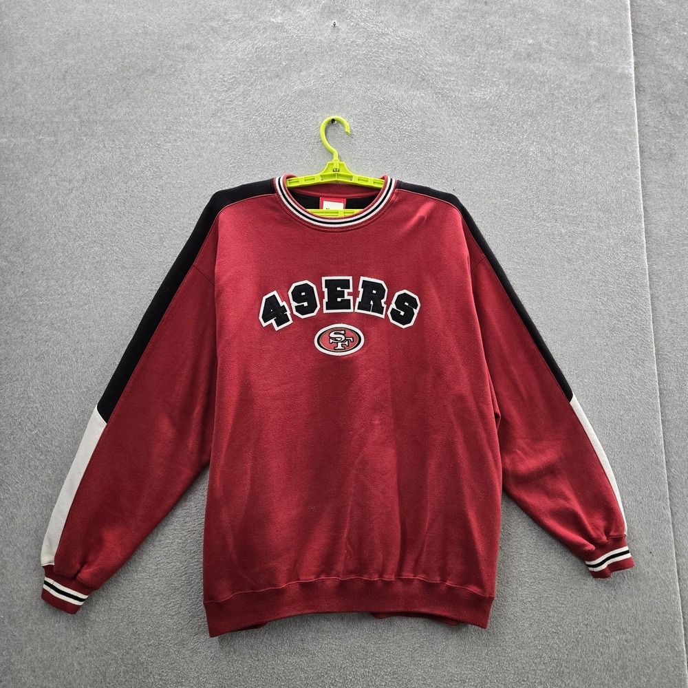 VINTAGE San Francisco 49ers Men Sweatshirt 2XL Red NFL Team Logo Embroidered Y2K
